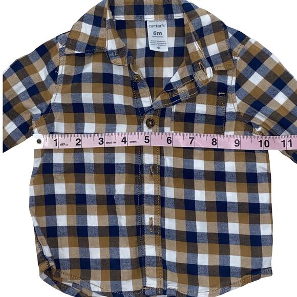 Baby Boy Flannel Long Sleeve Top, Jeans and Orange Zip up Hoodie Outfit - Picture 4 of 11